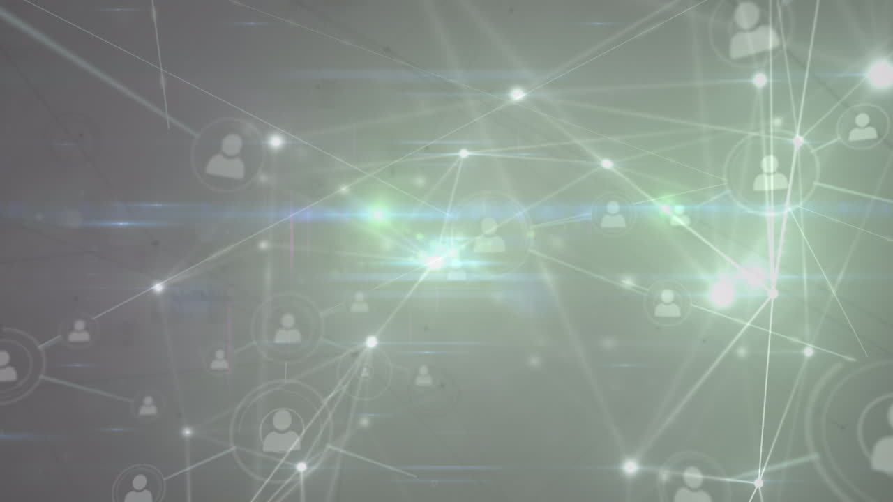 파란색 배경에 아이콘으로 연결 네트워크의 애니메이션