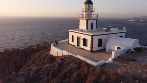 akrotori faro santorini grecia atardecer drone material de archivo