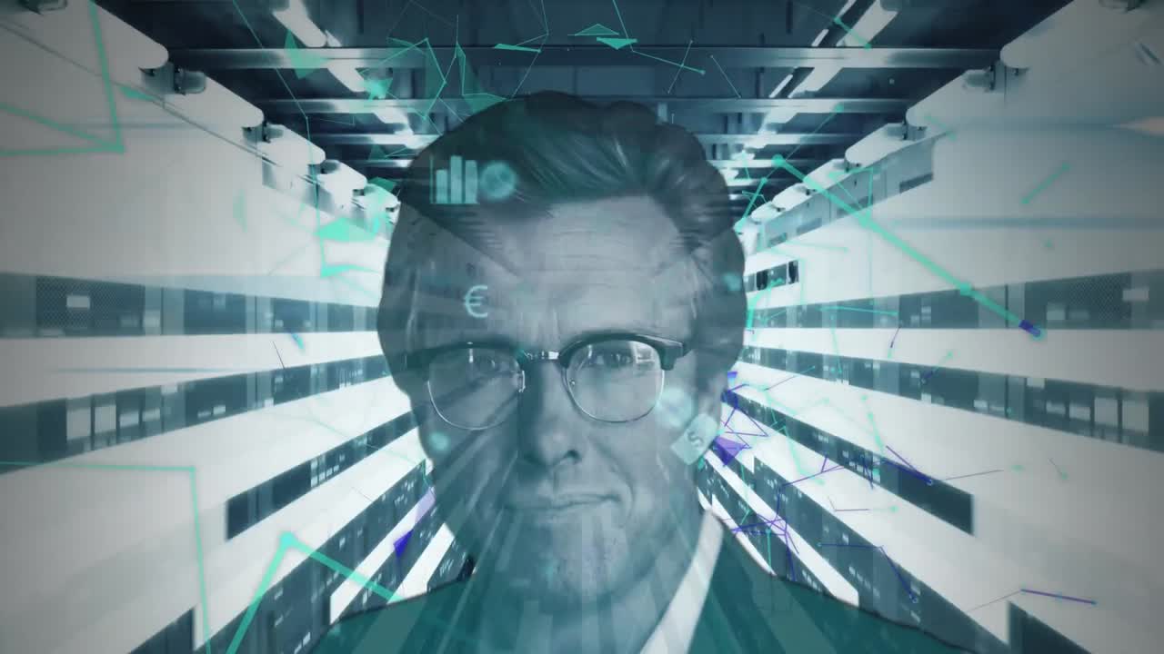 animación de la interfaz digital y el procesamiento de datos con conexiones a través de empresario