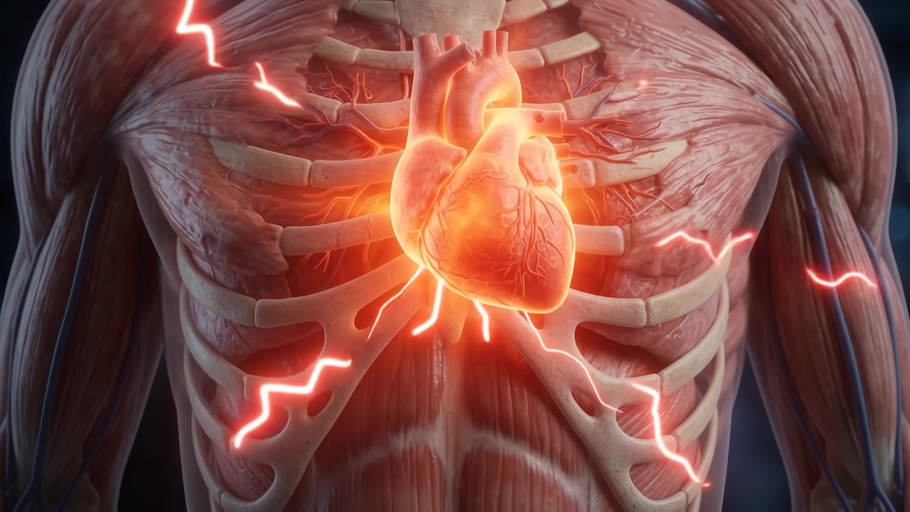 3D Medical Animation of Human Heart with Electrical Impulses