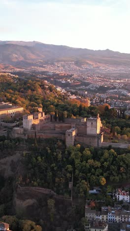 great sunset view of arabic fortress alhambra in granada