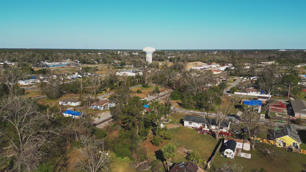 Rural Neighbourhood In Valdosta, Lowndes County, Southern Georgia, USA. Aerial Drone Shot
