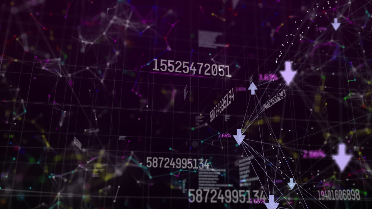 검은색 배경에 연결 네트워크의 애니메이션