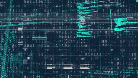 animation of data processing and binary coding over grid