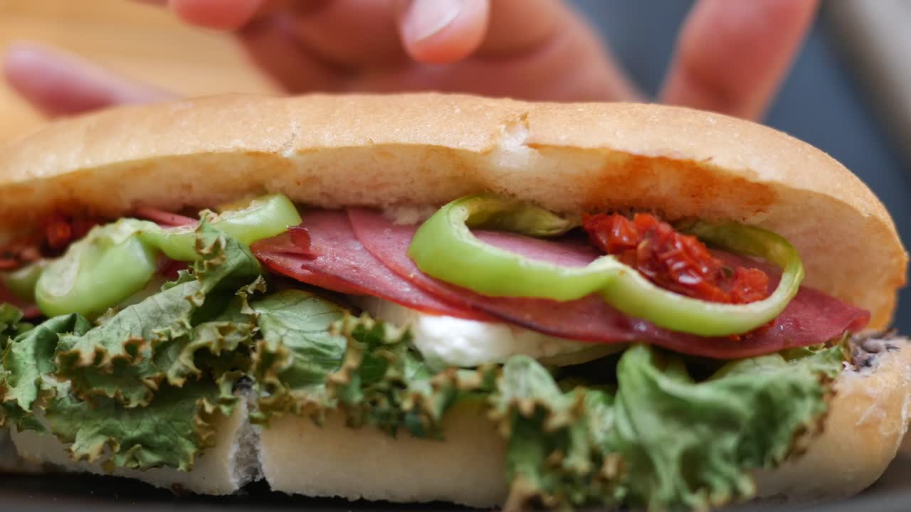 맛있는 샌드위치의 클로즈업