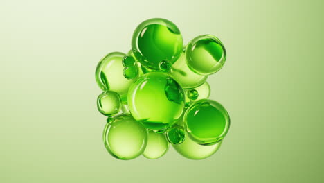 transparent green liquid bubbles background, 3d rendering.