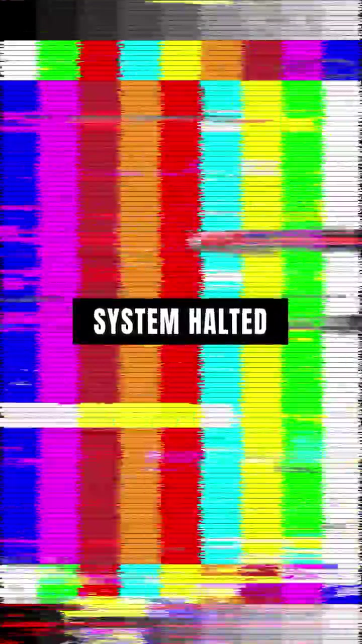 Digital Glitch Effect with System Halted Text Overlay