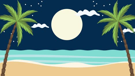 paisaje marítimo de la playa por la noche con palmeras