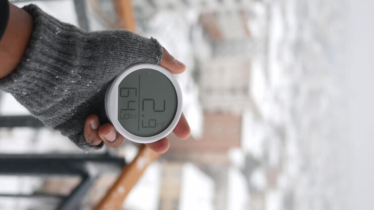 Håndholdt termometer i snevejr
