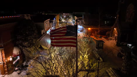 american flag at night