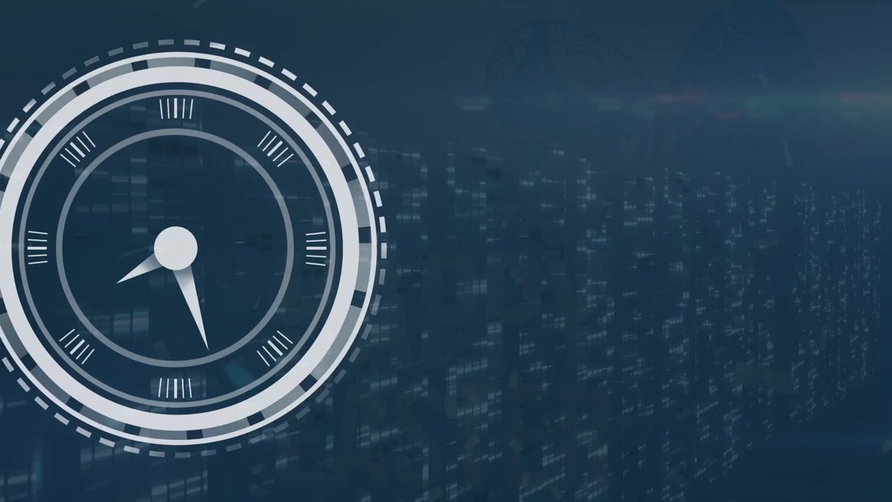 Animation of data processing over clock moving