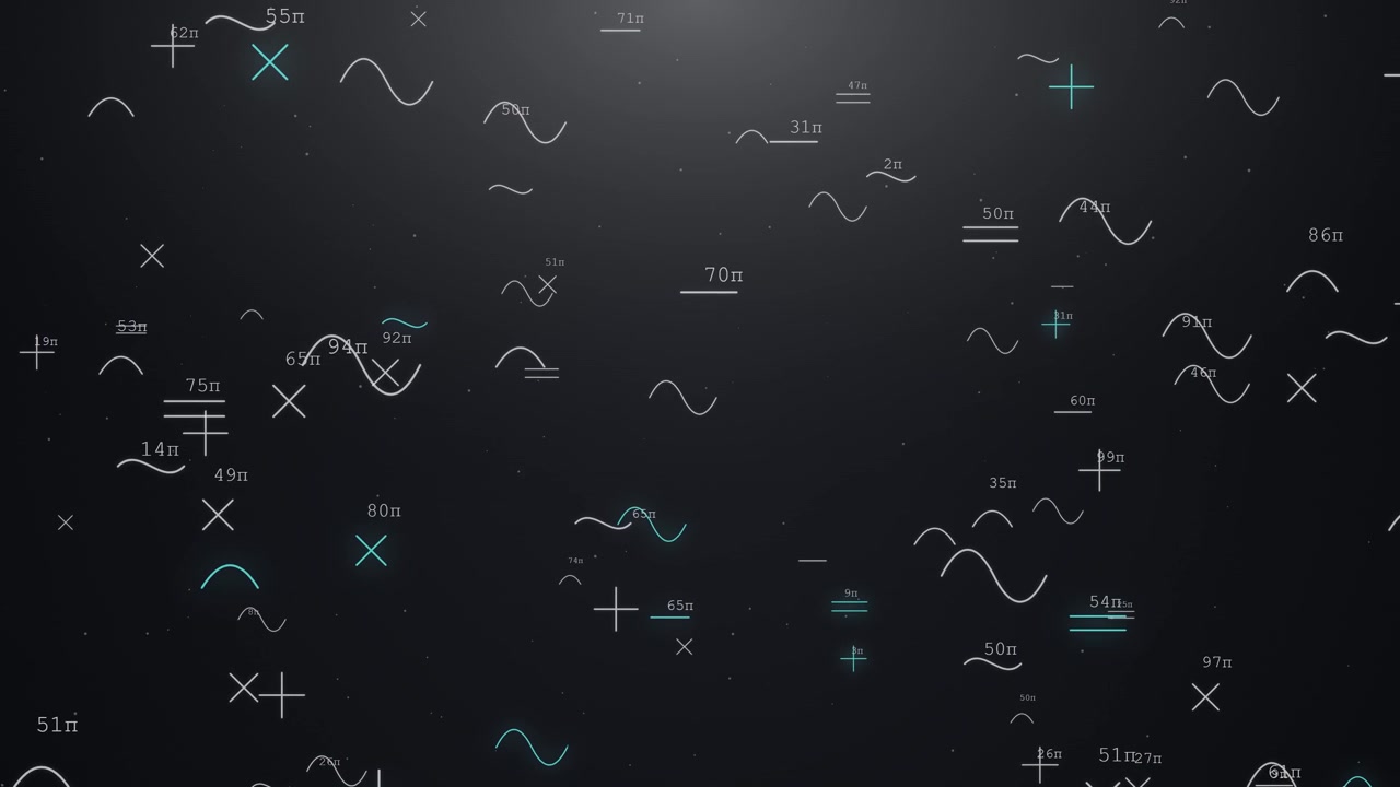 Abstract Digital Background with Floating Mathematical Symbols and Sine Waves