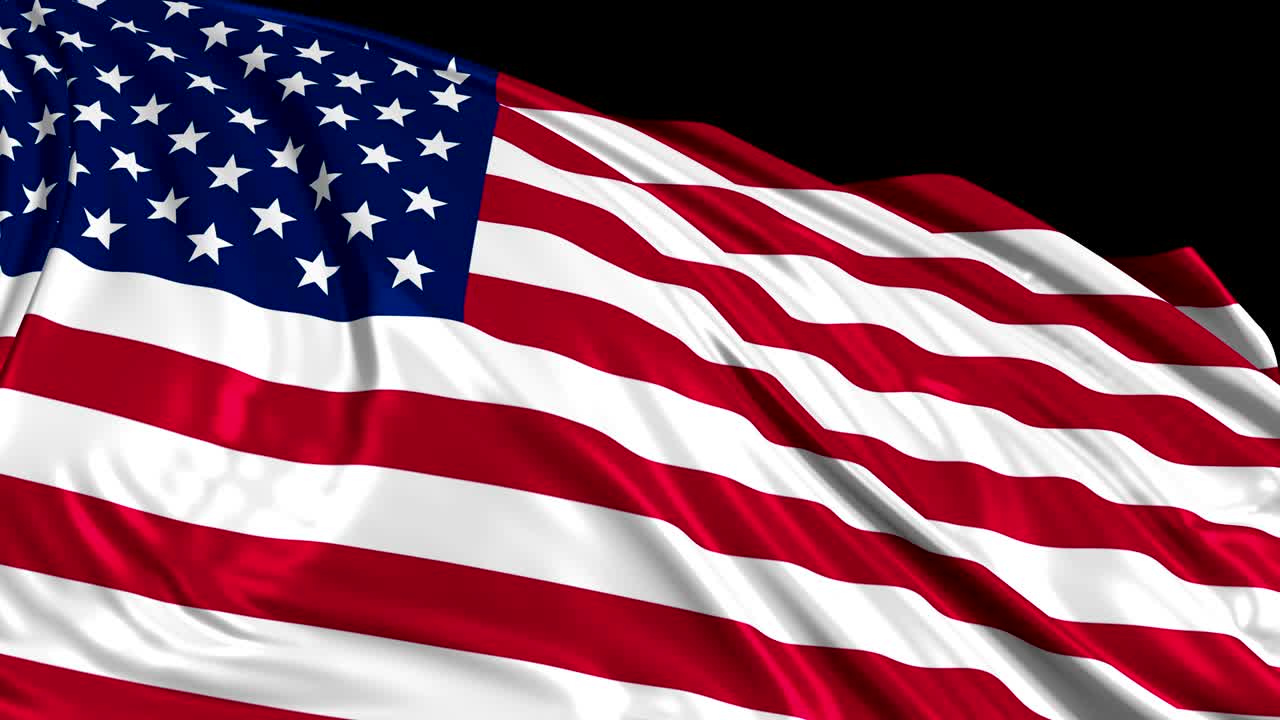 la bandera de estados unidos en cámara lenta. la bandera se desarrolla suavemente en el viento