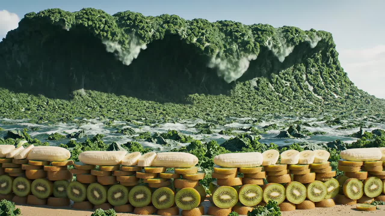 Kale Wave with Fruit Wall