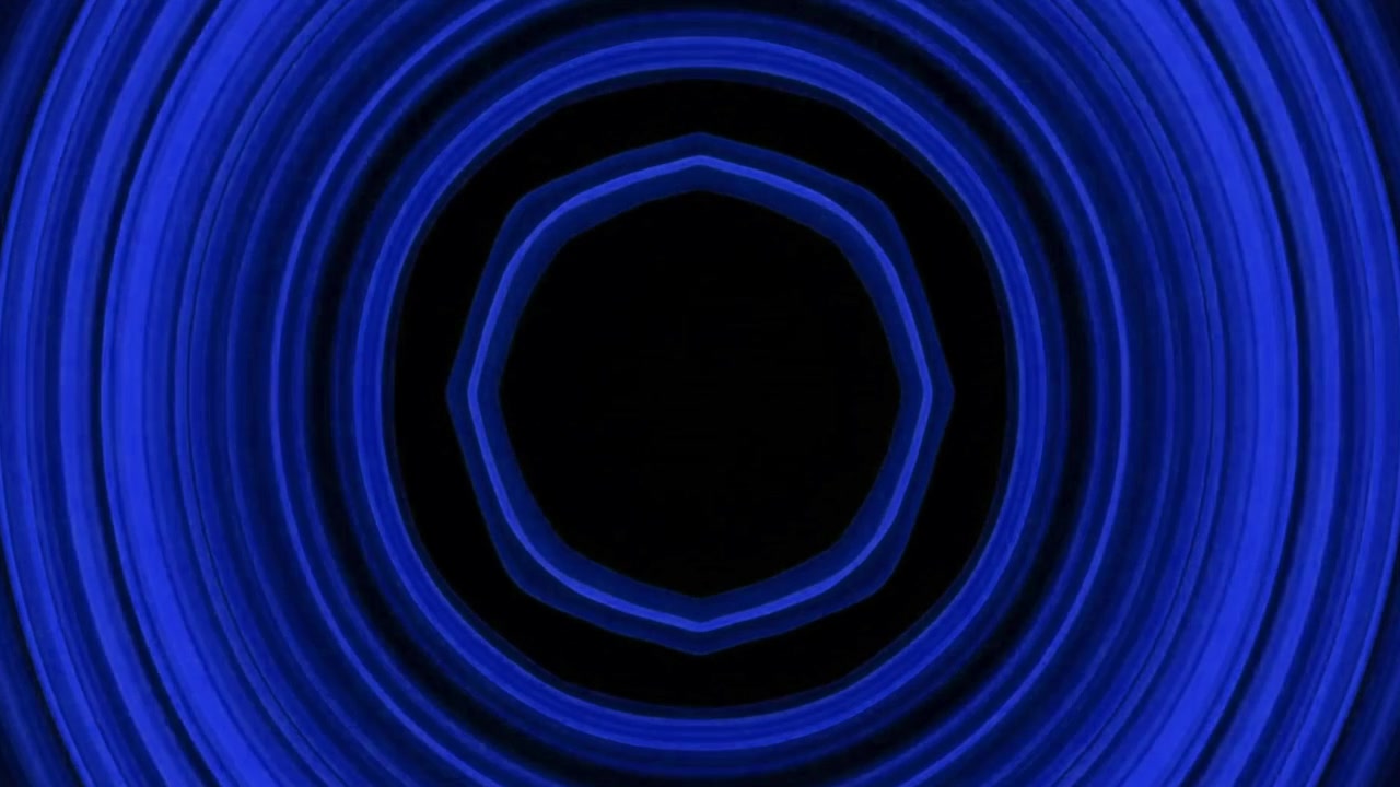 Abstract Blue Concentric Circles Pulsing on Black Background