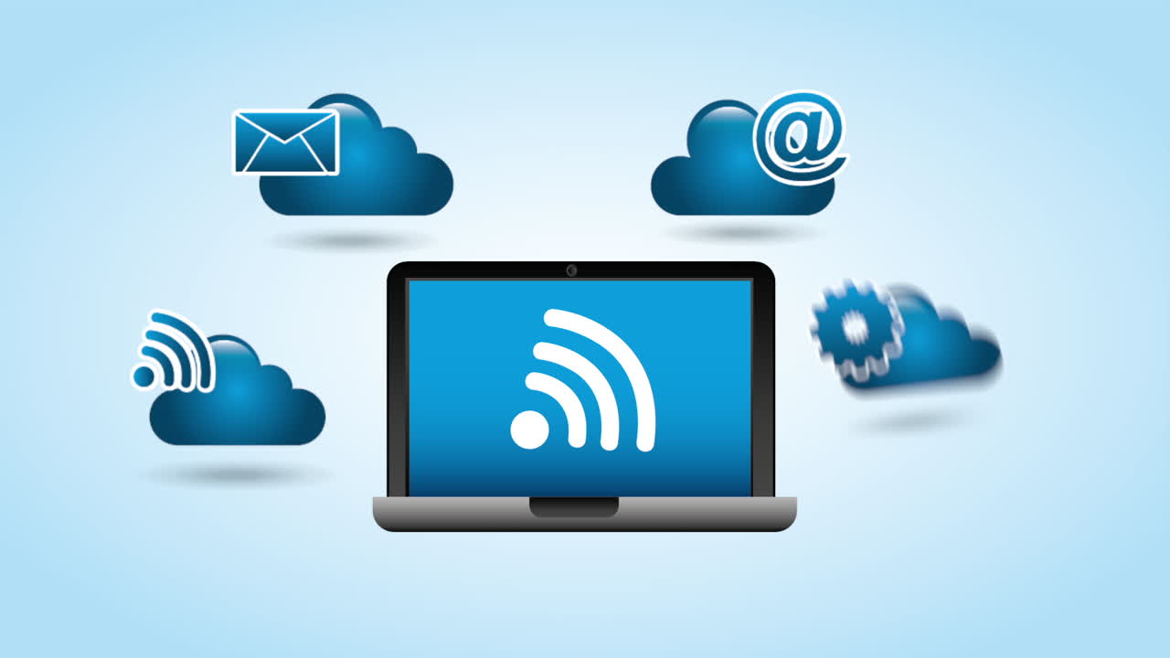 portátil conectado a servicios en la nube