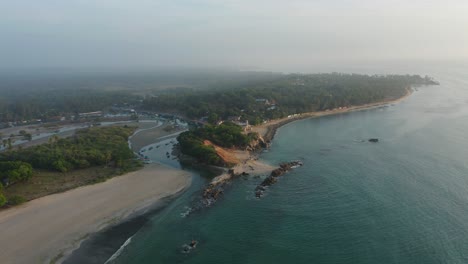 tropical shore sri lanka coast salli beach with hazy morning view