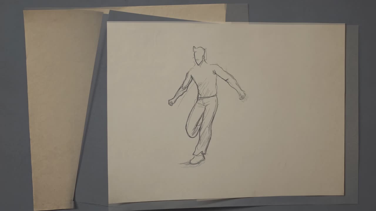 Two blank sheets of beige paper partially overlapping a larger sheet of white paper, creating an abstract composition on a gray background, offering a minimalist and artistic concept