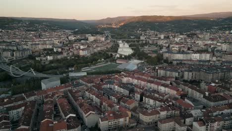 aerial view of irun city at sunset