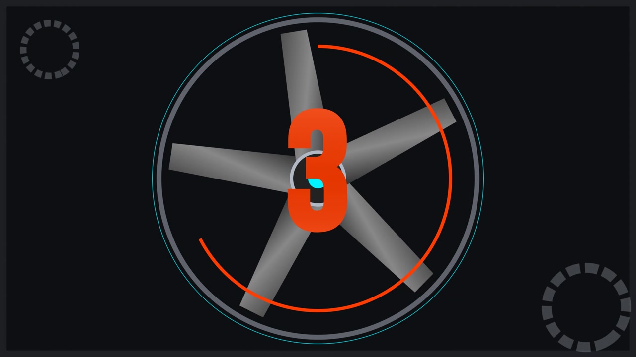 Digital Countdown Timer with Rotating Fan Blades