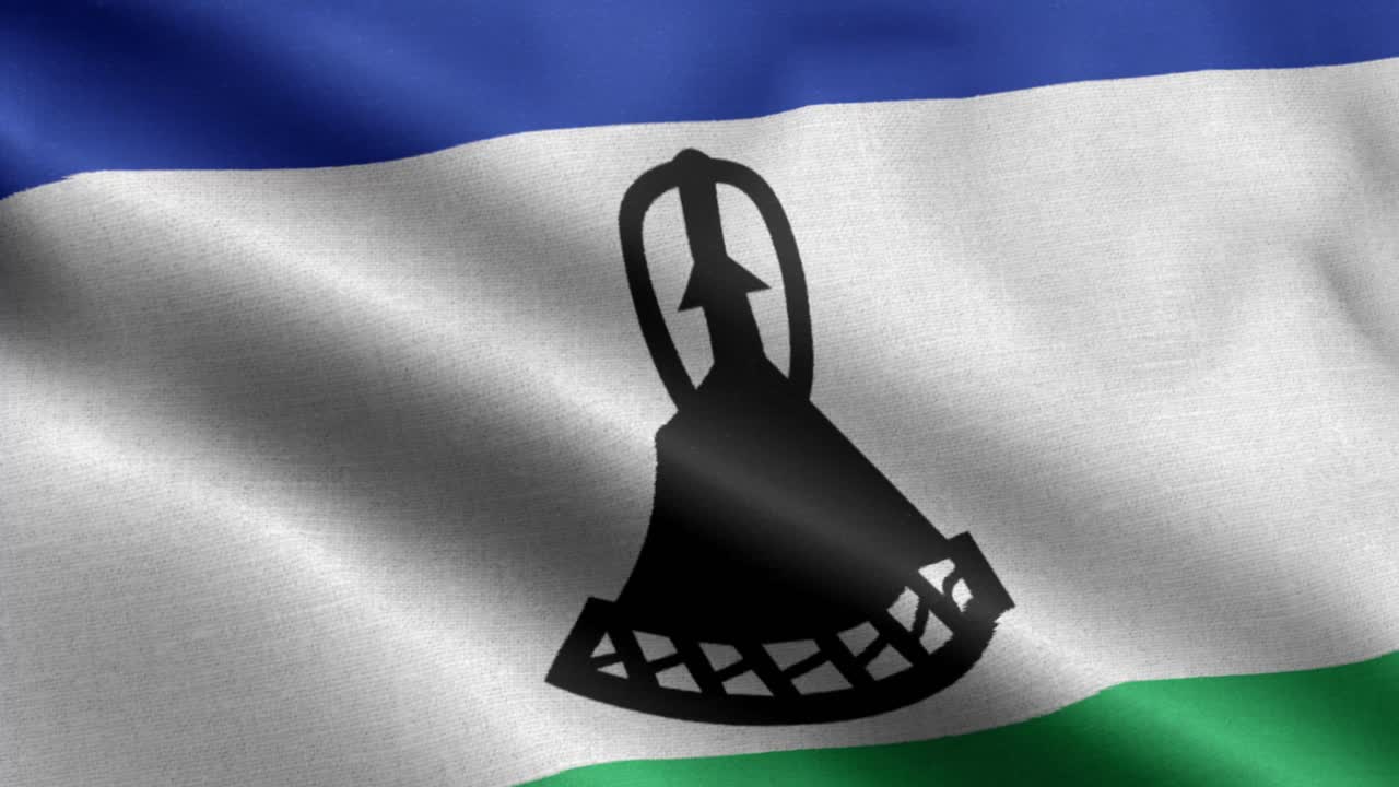 primer plano ondeando lazo 4k bandera nacional de lesotho