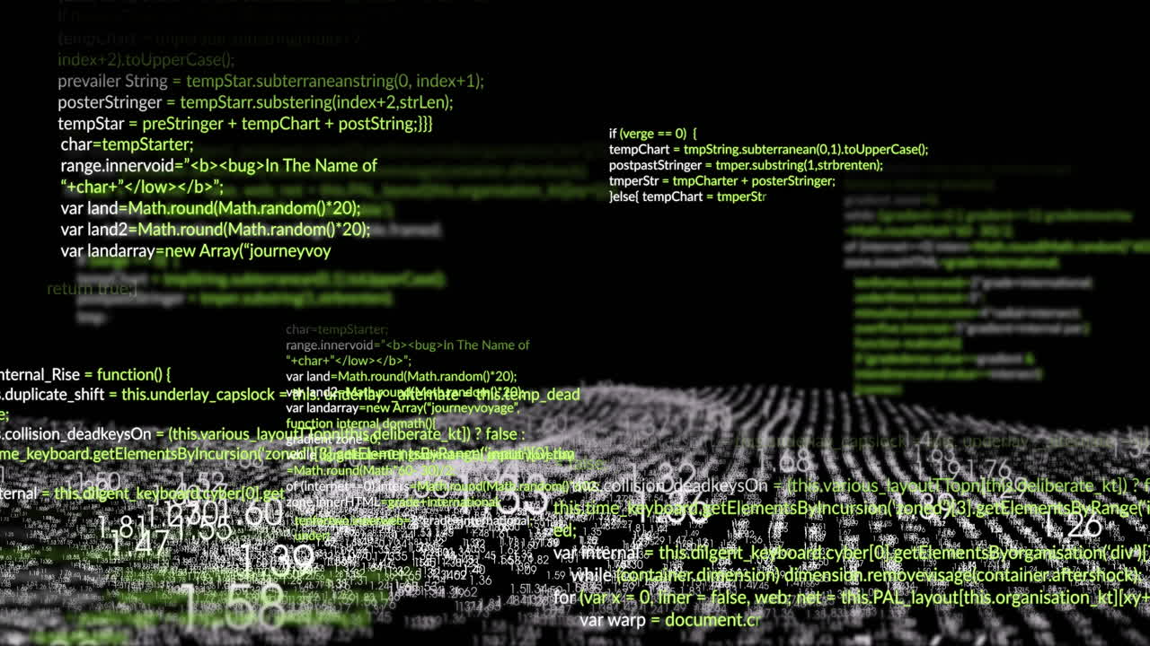 Animation of data processing over black background