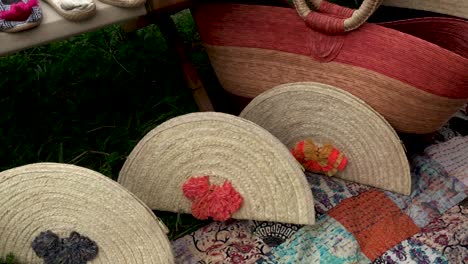 Right-Gimbal-Shot-of-Handmade-Purses-at-Flea-Market