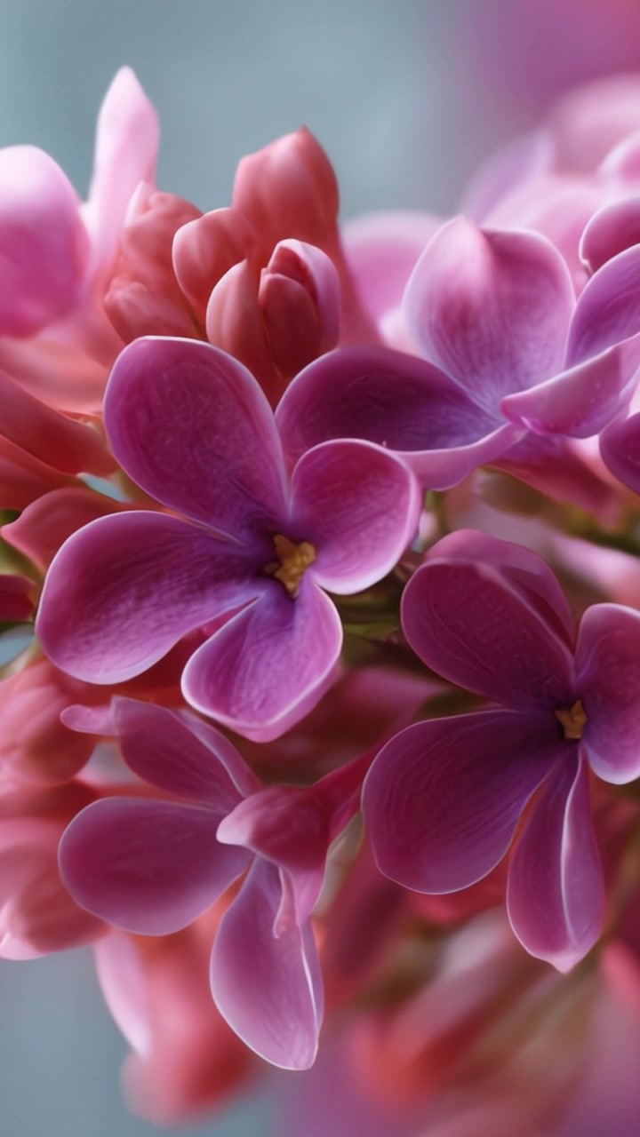 Close-Up Memukau Bunga Lilac Berwarna Cerah yang Mekar Penuh, Menampilkan Nuansa Ungu Pekat dan Kelopak Halusnya dengan Latar Belakang yang Lembut