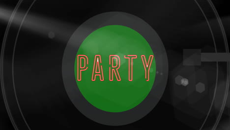 animation of rotating vinyl with party text