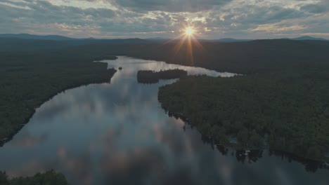 Morning-sunlight-shines-on-Lake-Hebron-reflecting-cloudy-sky-above