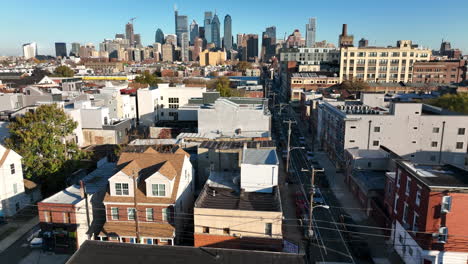 American-city-aerial-truck-shot