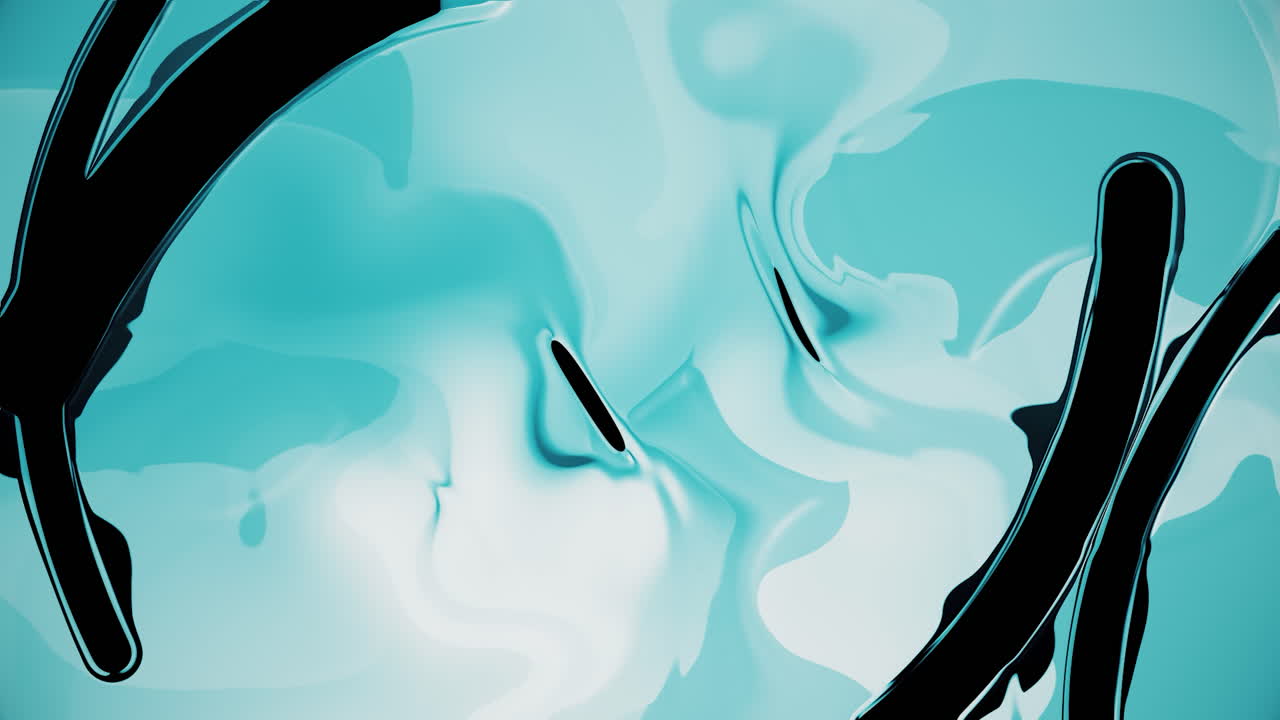 Abstract Teal and Black Fluid Shapes Background