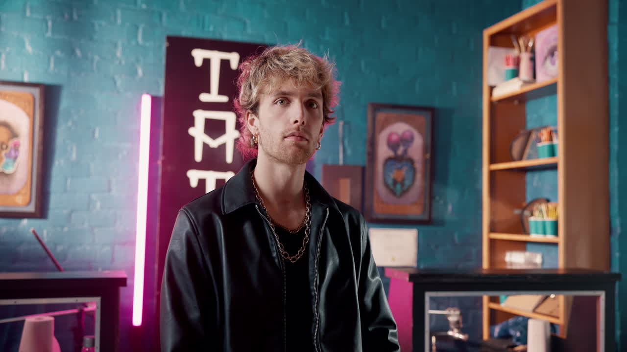 Tattoo Artist in His Studio