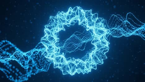 dynamic visualization of ethereal blue waveform patterns in a digital space: an enchanting sequence of flowing lines and particles representing modern artistry
