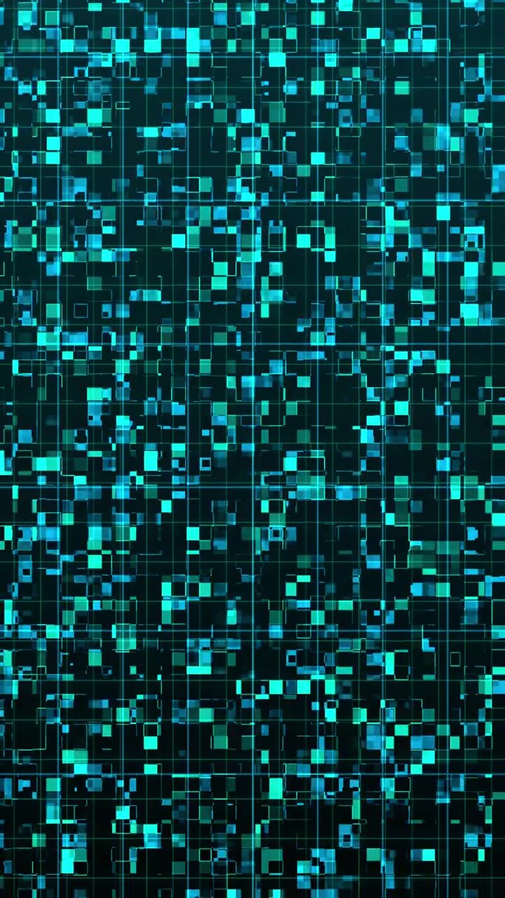 Abstract Digital Background with Glowing Cyan Geometric Squares