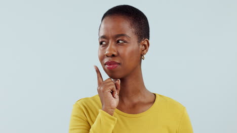 Woman,-thinking-and-decision--in-studio-of-ideas