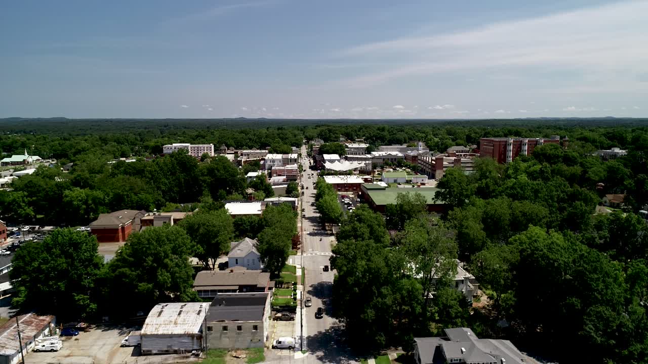 Aerial video of downtown Carrollton, GA.
