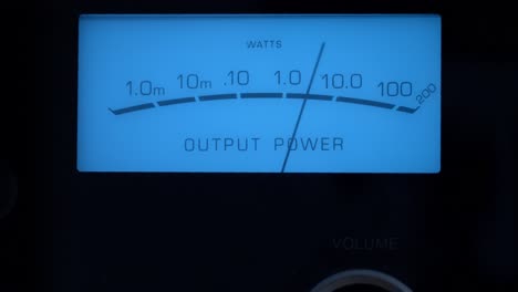 close-up of an analog output power meter