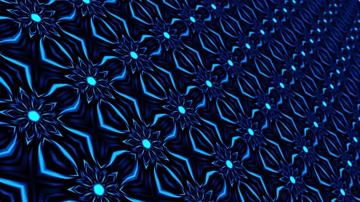 4K 3D seamless loop blue colored geometric shape pattern kaleidoscope mandala abstract background. Endless mosaic pattern looping moving digital backdrop. Kaleidoscope fractal ornamental animation.