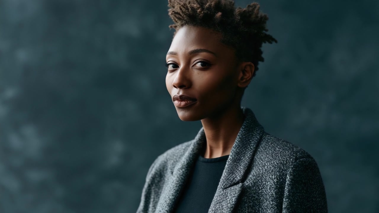 Aesthetic Portrait Photography of a Confident Woman in Profile, Highlighting Her Natural Beauty and Individual Style Against a Soft, Textured Background