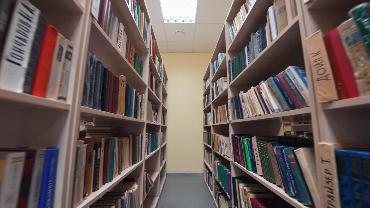 Library shelves with medical books. Modern medicine books for sale on library shelf