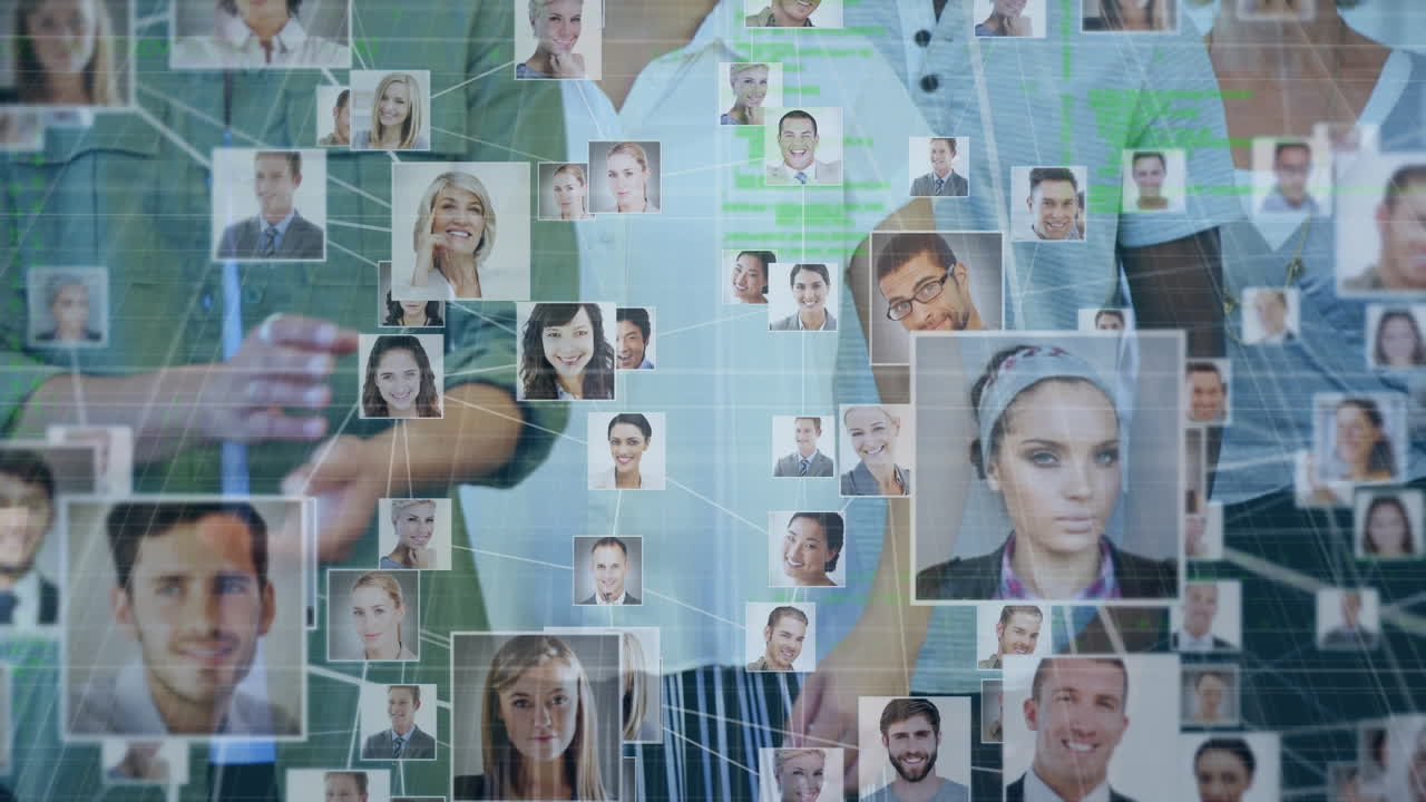 анимация глобуса связей с фотографиями счастливых деловых людей