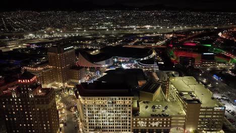 el paso, texas skyline at night with drone video stable wide shot