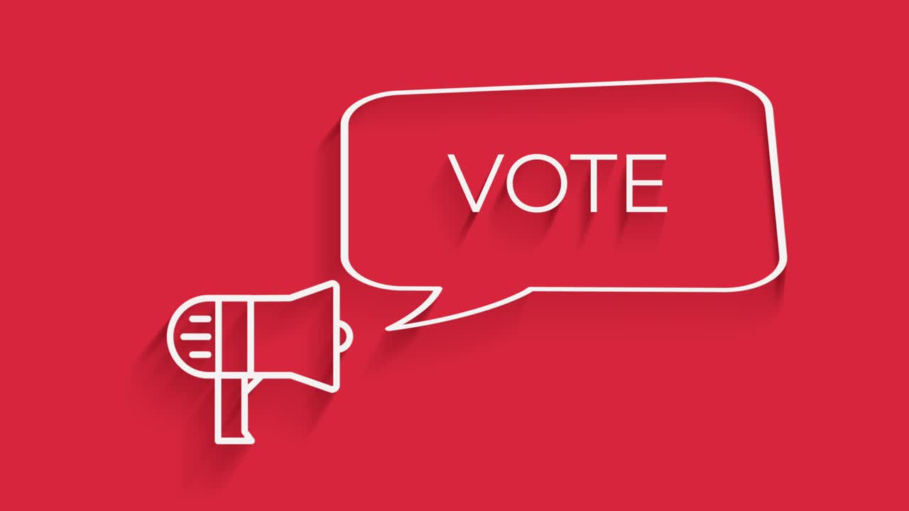 스피치 버블과 함께 메가폰 투표, 최고의 애니메이션, 최고의 표지판 및 아이콘