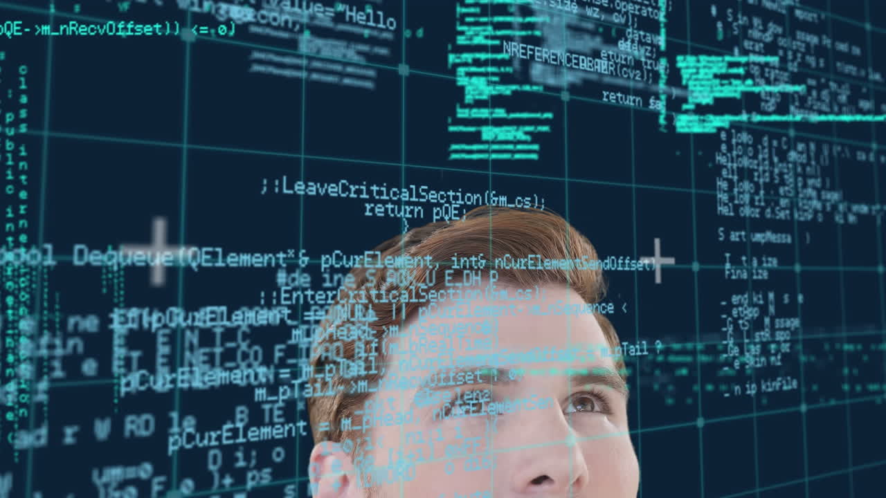 データ処理のアニメーションと白人男性のオーバーギルト