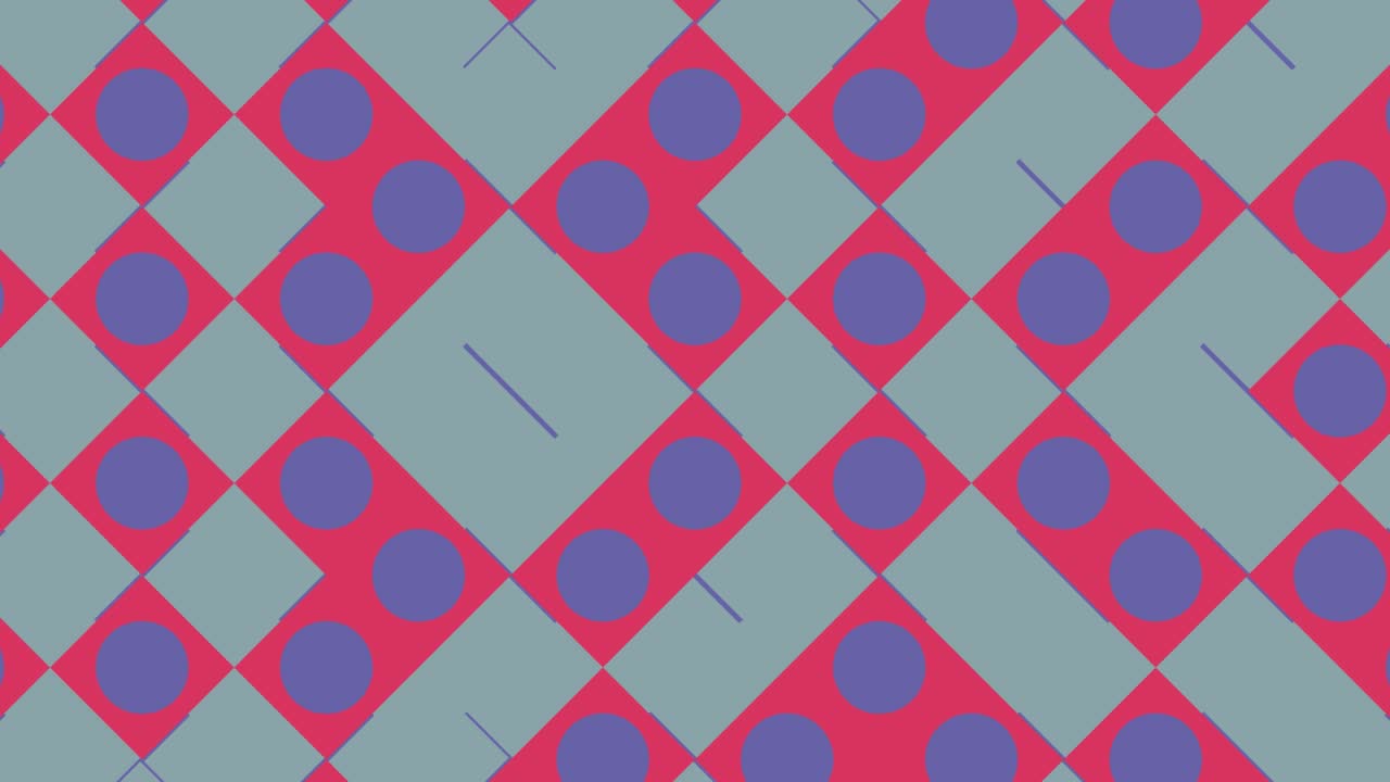 Abstract pattern with moving multicolor geometric shapes. Seamless geometric background with various dynamic tiles. Motion graphic background in a flat design with geometric elements