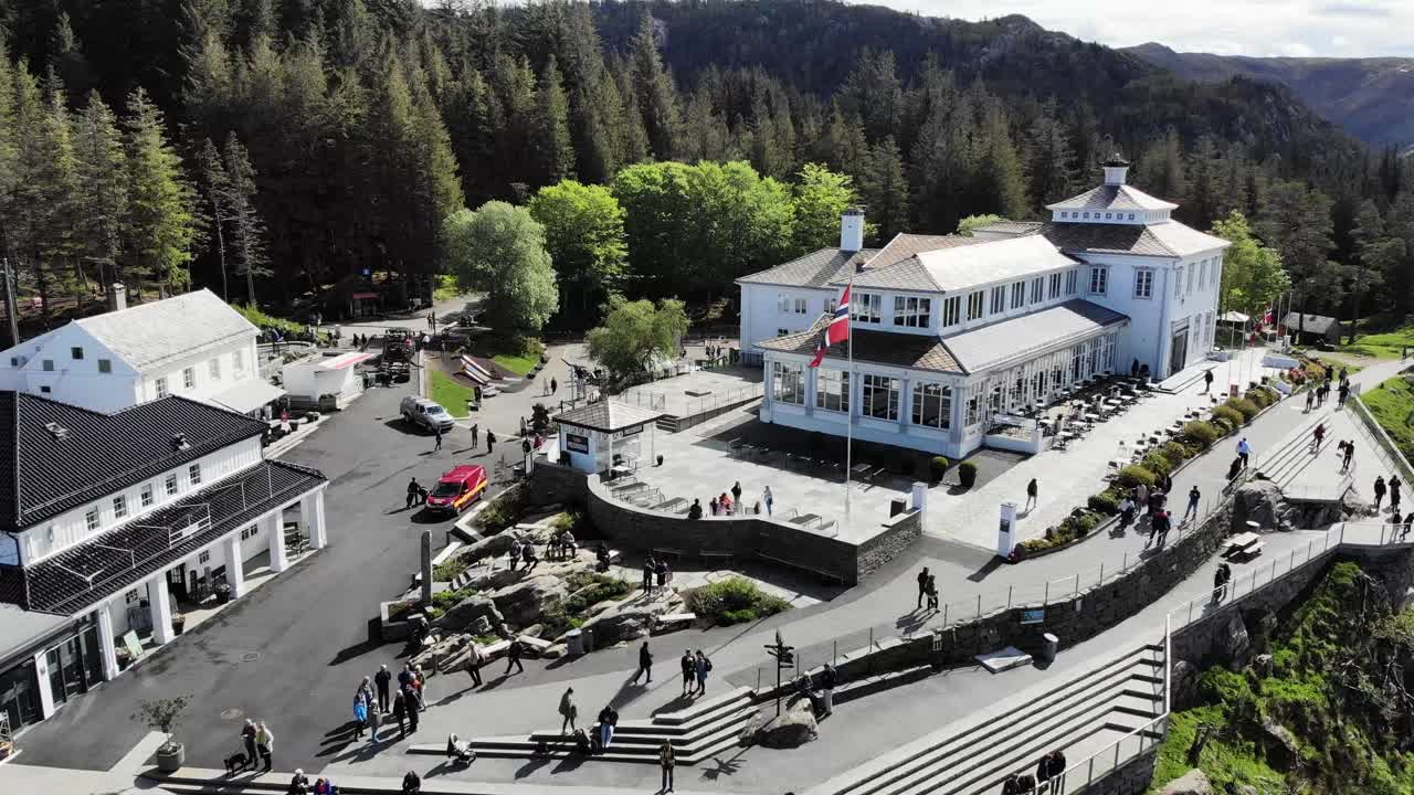 공중: bergen hill의 fløien 레스토랑