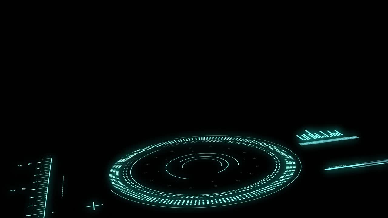 Animation of data processing with scope scanning on black background
