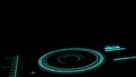 animation of data processing with scope scanning on black background