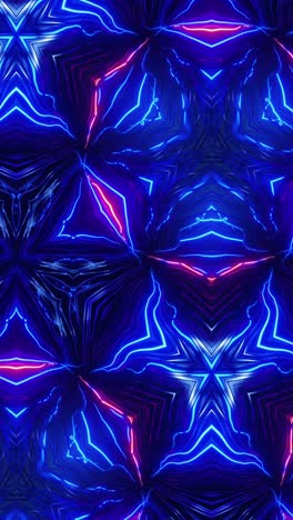 vj bucle azul de neón caleidoscopio. video en bucle vertical